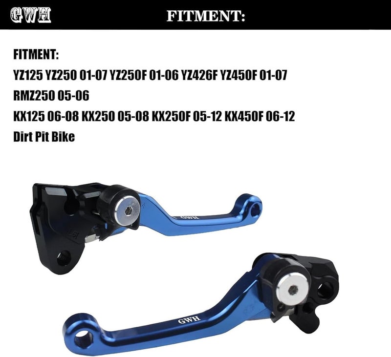 GWH CNC Motorcycle Foldable Brake Clutch Lever Handle for YZ125 YZ250 01-07 YZ250F 01-06 YZ426F YZ450F 01-07 RMZ250 05-06 KX125 06-08 KX250 05-08 KX250F 05-12 KX450F 06-12 Dirt Pit Bike - Image 2